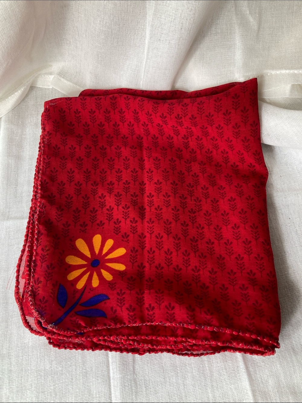 Red Floral Print scarf or shawl